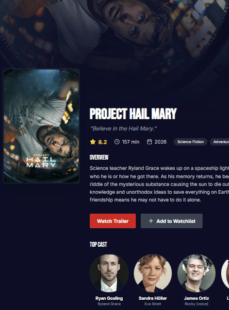 CineVault: Detail & trailer (YouTube) preview