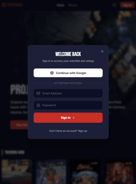CineVault: Watchlist / after sign-in preview