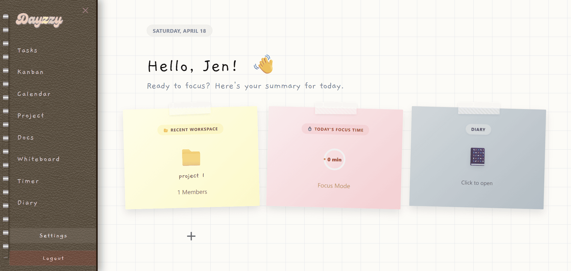 Dazzy: Main / signed in preview
