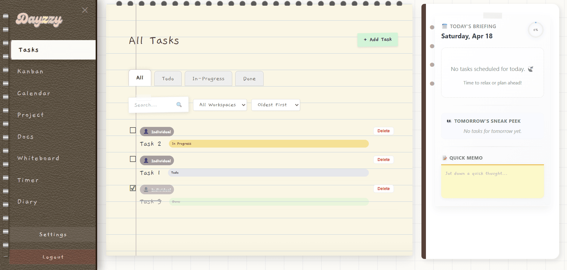 Dazzy: Tasks preview